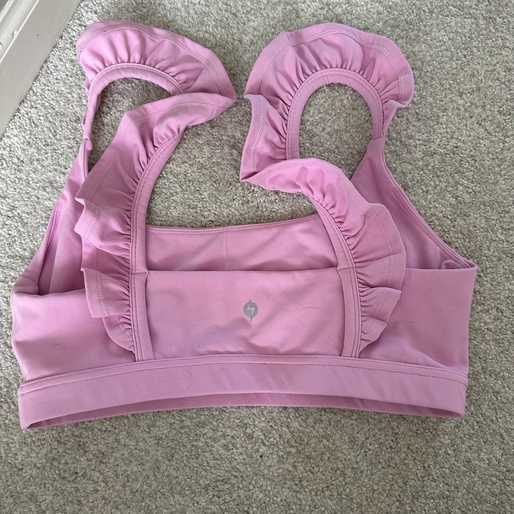 Bubblegum Pink Romance Ruffle Bra Women's L - Picture 3 of 6